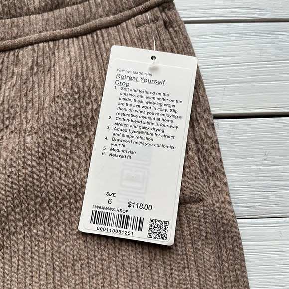 NWT Lululemon Retreat Yourself Wide Leg Crop Pant in Heathered Soft Sand sz 6 - Picture 5 of 10